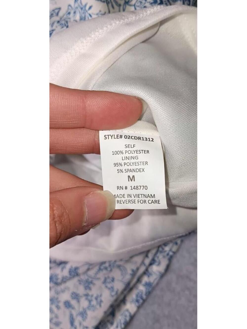 NWT! Sienna Sky Babydoll Milkmaid Dress Womens Size Mesium White And Blue Floral - Picture 6 of 14